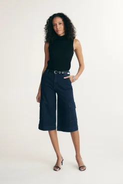 Wide-leg cargo cropped jeans