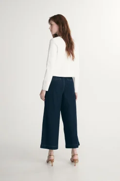 Wide leg crop high waist jean