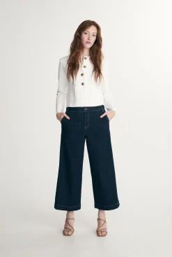 Wide leg crop high waist jean