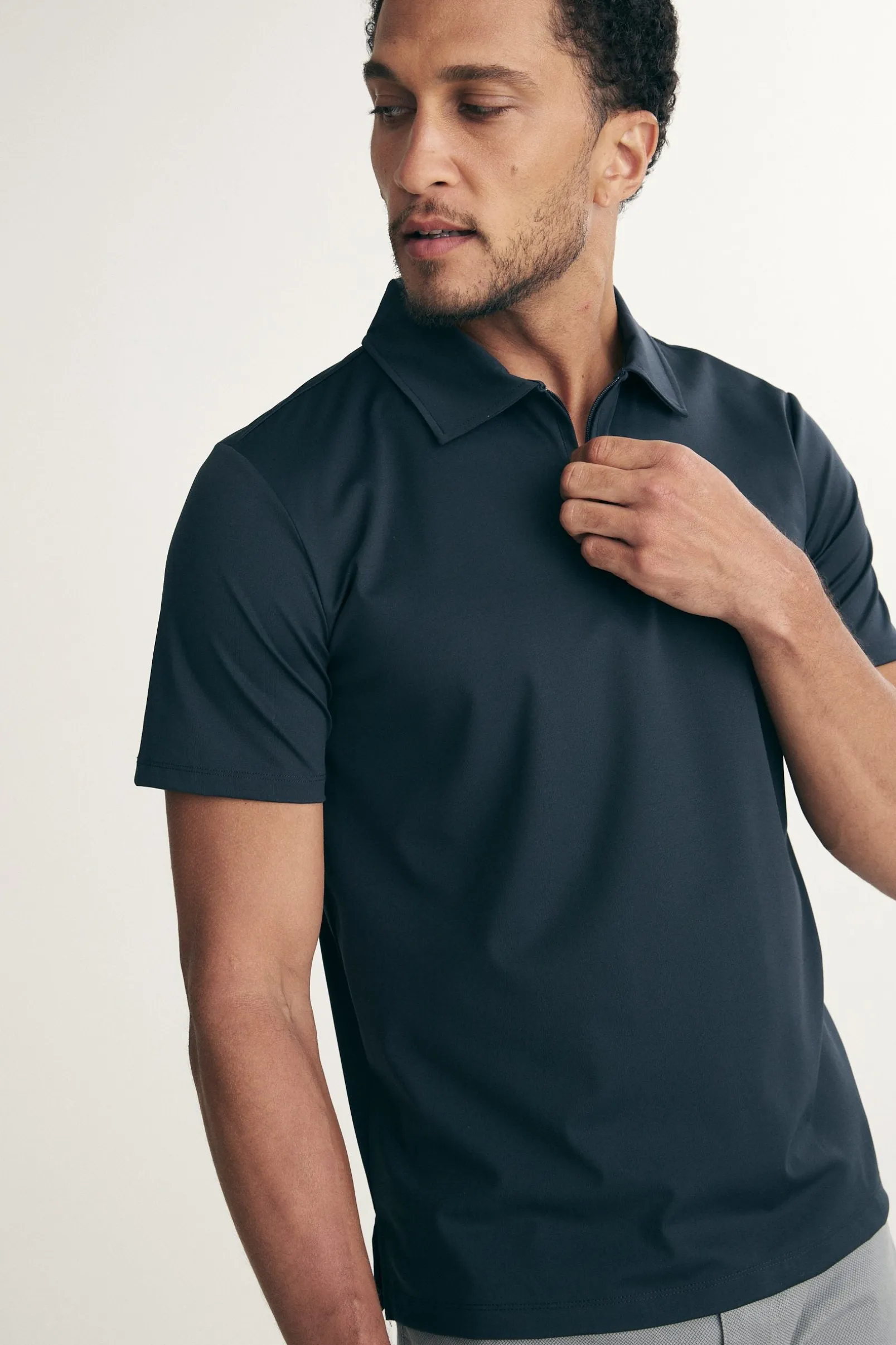 Zip-up technical polo