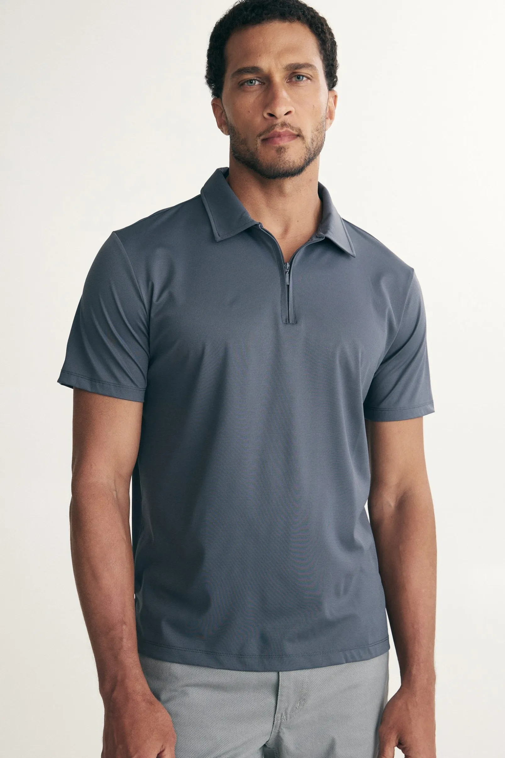 Zip-up technical polo