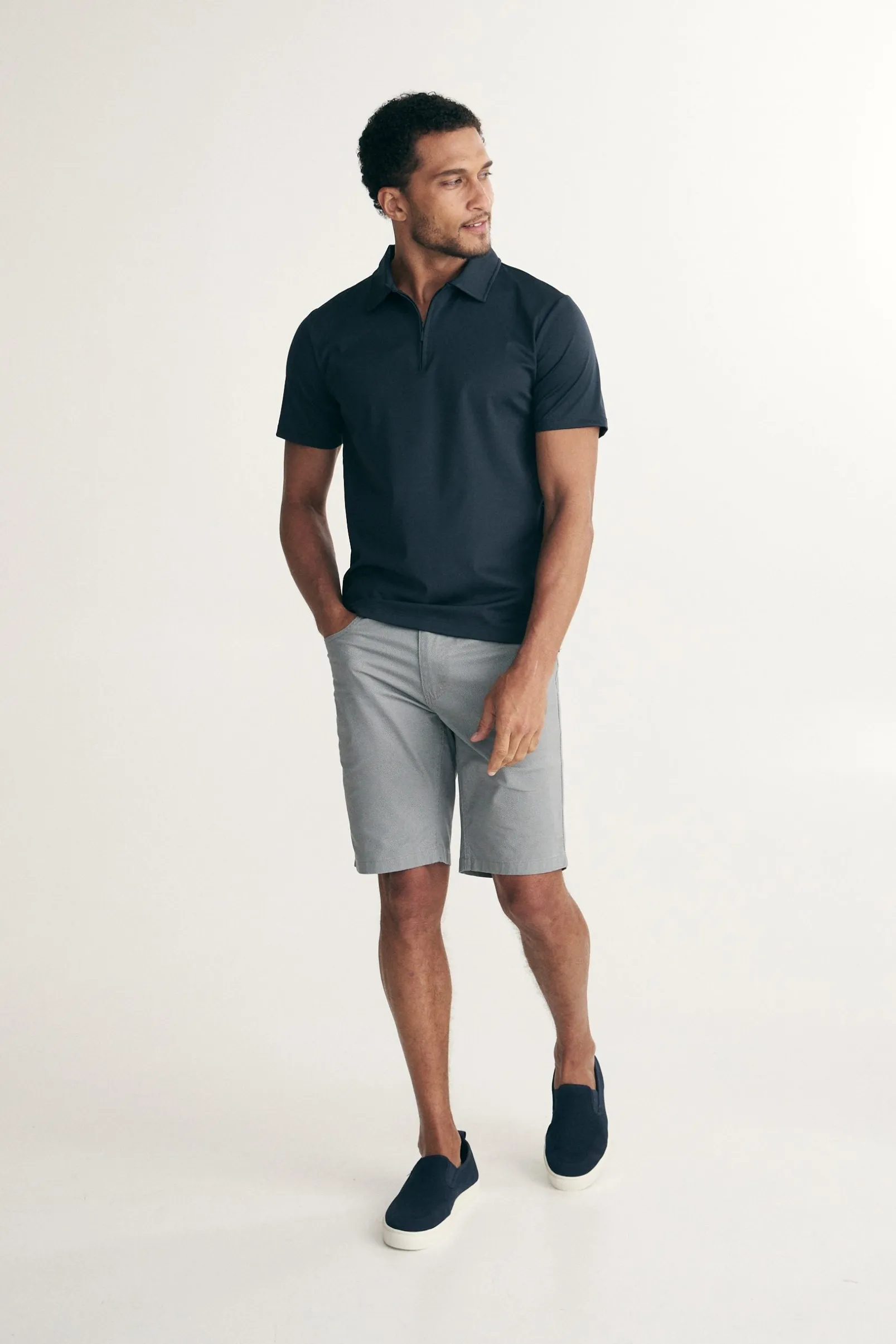 Zip-up technical polo